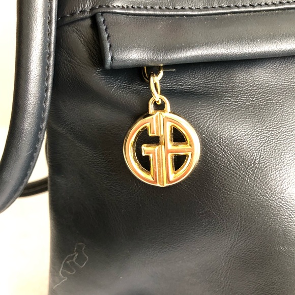 Giani Bernini Navy Leather Shoulder Bag - Picture 6 of 10